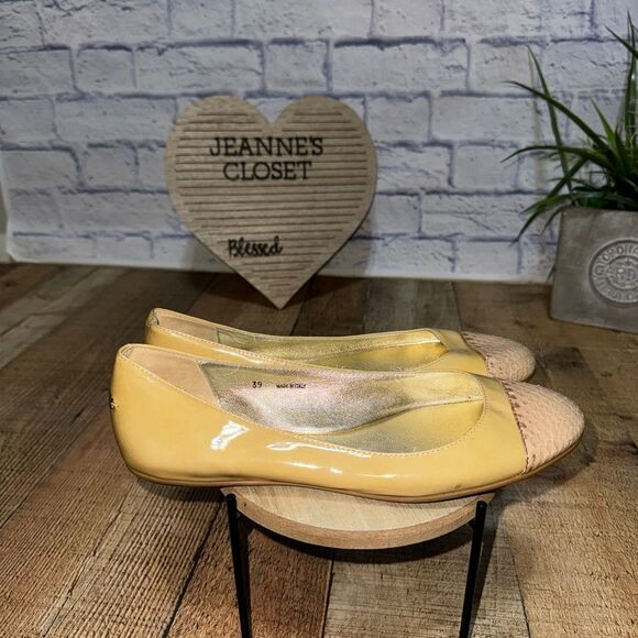 Jimmy Choo Animal Print Cap Toe Tan Patent Leather Ballet Flats EUR 39 - Picture 4 of 15